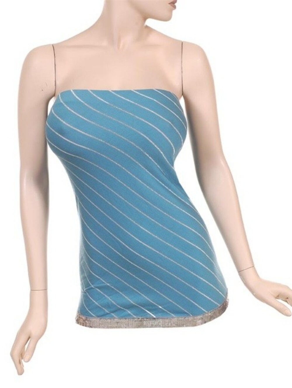 Blue and Silver Sequined Sleeveless Top 1X MKM Designs XL 12 14